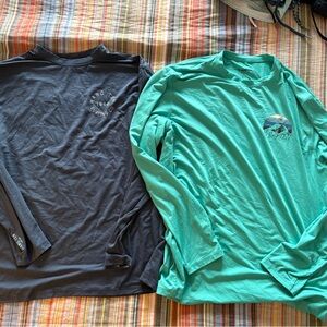 Long Sleeve Graphic Tees - Black & Teal